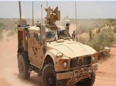 A tactical protected vehicle on patrol
